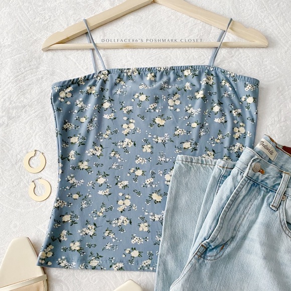 Belle Tweed Tops - Floral Print Semi Cropped Tank Top